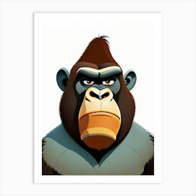 Gorilla With Confused Face, Gorillas Scandi Cartoon 1 Art Print