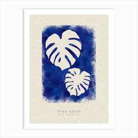 Yves Klein Monstera Leaves Blue Art Print