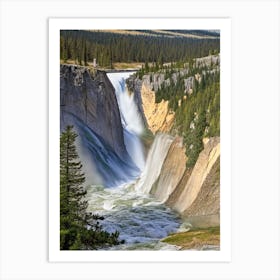 The Upper Falls Of The Yellowstone River, United States Realistic Photograph (3) Art Print
