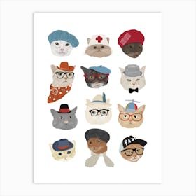 Cats In Hats Art Print