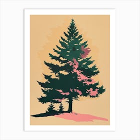 Fir Tree Colourful Illustration 3 Art Print