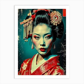 Geisha - Grunge Texture Color Art Print