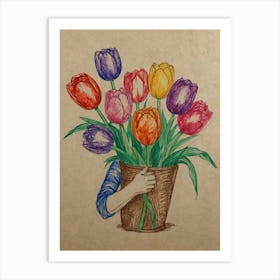 Tulips In A Pot Art Print