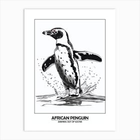 Penguin Jumping Out Of Water Poser 3 Art Print