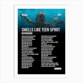 Smells Like Teen Spirit Nirvana - Lyrics Poster Art Print