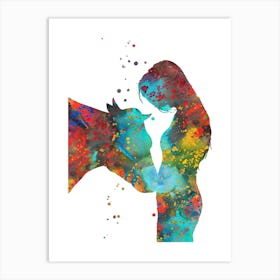 Girl With Cow Art Print