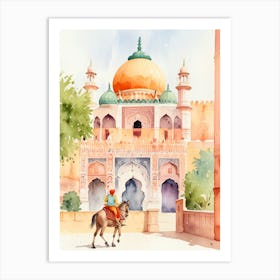 Watercolor Of Taj Mahal Art Print