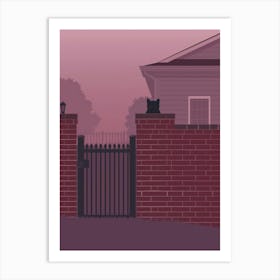 Cat On A Brick Wall Art Print