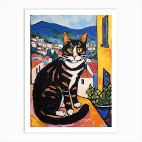 Painting Of A Cat In Pienza Italy 2 Art Print