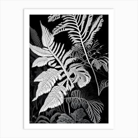 American Maidenhair Fern Linocut Art Print