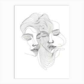 Women Portraits In Line 6 Art Print