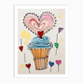 Cupcake Line Doodle 2 Art Print