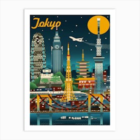 Japan City Skyline Art Print