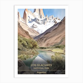 Los Glaciares National Park Argentina Patagonia Watercolour 4 Art Print