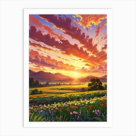 Sunset In The Meadow 40 Art Print