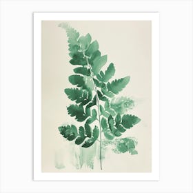 Green Ink Painting Of A Hares Foot Fern 2 Art Print