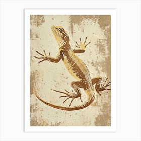 Yellow Oustalets Lizard Block Print 4 Art Print