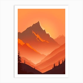 Misty Mountains Vertical Composition In Orange Tone 62 Art Print