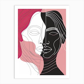 Simplicity Pink Lines Woman Abstract 4 Art Print