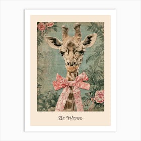 Be Weird Giraffe Bow Poster 2 Art Print