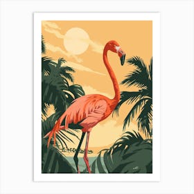 Greater Flamingo Nassau Bahamas Tropical Illustration 1 Art Print