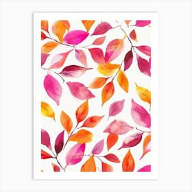 Watercolor Autumn Leaves Seamless Pattern Art Print