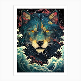 Wolf In The Sea 3 Art Print