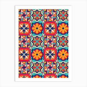 Azulejo - vector tiles, Portuguese tiles, Mexican Tile Pattern Art Print