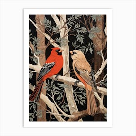 Art Nouveau Birds Poster Cardinal 3 Art Print