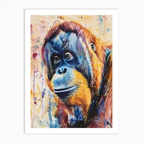 Orangutan Colourful Watercolour 1 Art Print
