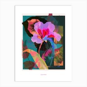 Cyclamen 3 Neon Flower Collage Poster Art Print