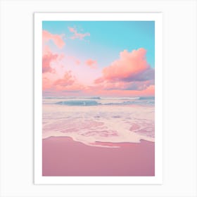 Beach And Sunset With Waves And Cloud Pink Blue Photography 2 Art Print