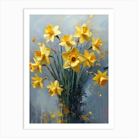 Gold Plated Yellow Narcissus Flowers Art Print