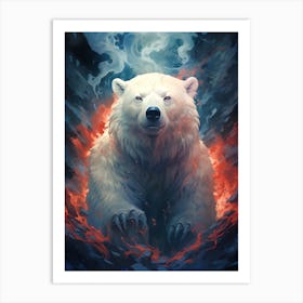 Polar Bear In Fire Art Print