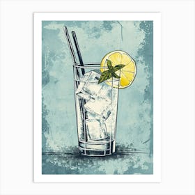 Tom Collins Watercolour Inspired Illustration 2 Art Print