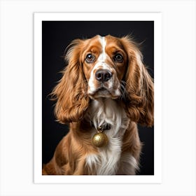 Golden And White English Cocker Spaniel Fluff Surrounding Soft Happy Gaze Purebred Demeanor Sitti Poster