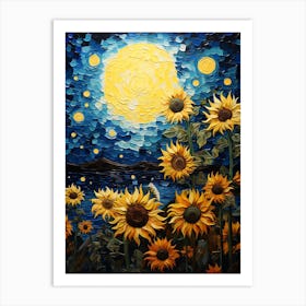 Cat Sunflowers Wall Art 8 Art Print