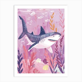 Purple Mako Shark Illustration 1 Art Print
