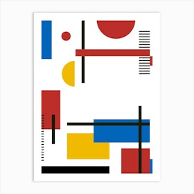 Abstract Painting - Bauhaus geometric retro poster, Piet Mondrian style, 60s poster Art Print