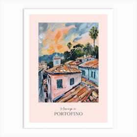 Mornings In Portofino Rooftops Morning Skyline 1 Art Print