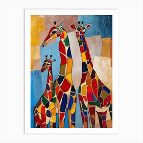 Geometric Giraffe Family 3 Art Print