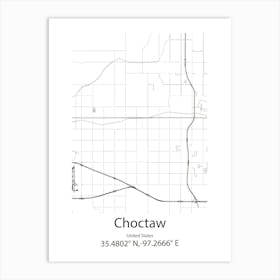 Choctaw,United States Minimalist Map Art Print