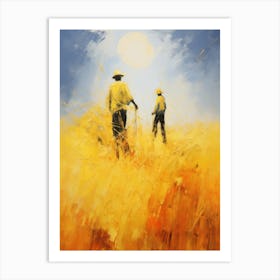 Two Men In A Wheat Field Art Print