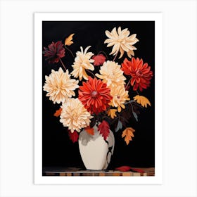 Bouquet Of Autumn Snowflake Flowers, Fall Florals Painting 0 Art Print