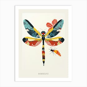 Colourful Insect Illustration Damselfly 1 Poster Art Print