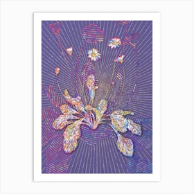 Geometric Daisy Flowers Mosaic Botanical Art on Veri Peri n.0338 Art Print