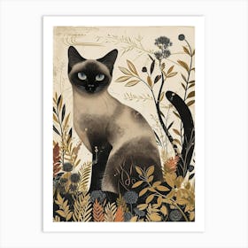 Siamese Cat Japanese Illustration 1 Art Print
