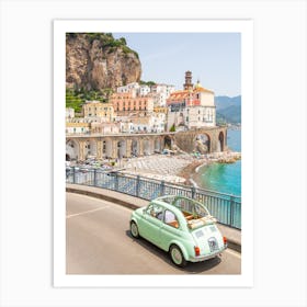 Positano Vintage Car Fiat 500 Cinquecento Art Print