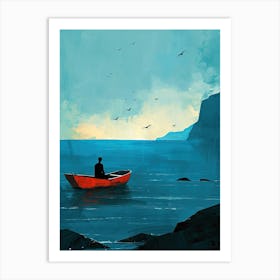 Man In A Boat, Minimalism Art Print