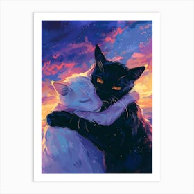 Two Cats Hugging 5 Art Print